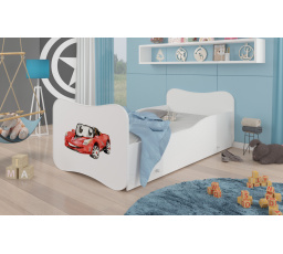 Dětská postel GONZALO s matrací a šuplíkem, 140x70 cm, Bílá/Red car