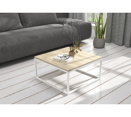 Konferenční stolek BELTEN 65x65 Bílá+Sonoma
