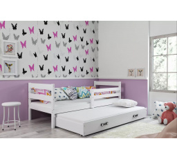 Dětská postel ERYK s přistýlkou 90x200 cm, včetně matrací, Bílá/Bílá
