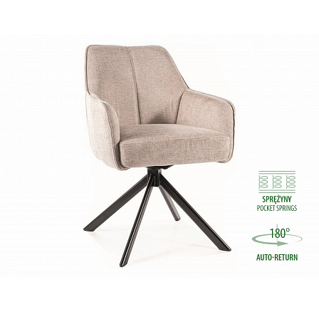 Jídelní otočná židle NOTTI s pružinovým sedákem, Brego Světle béžová 31/Černá