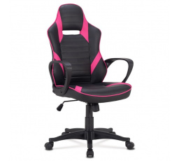 Herní křeslo, houpací mechanismus, černá ekokůže, KA-Y207 PINK