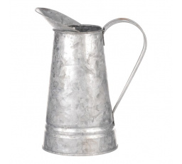 Váza kovová - tvar konve, zinková, barva stříbrná