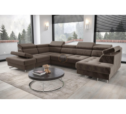 Rohová sedací souprava GALAXY MAX II s funkcí spaní 210x350x165 - hnědá , levá