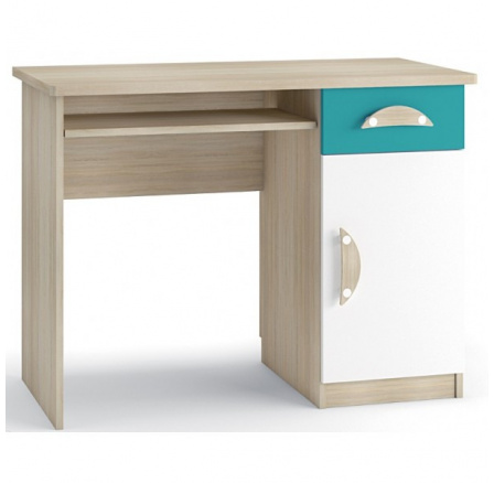 TENUS II - Psací stůl TII-01, Dub sonoma / Bílá / Turkus