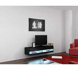 TV komoda VIGO NEW 140, černá / černý lesk