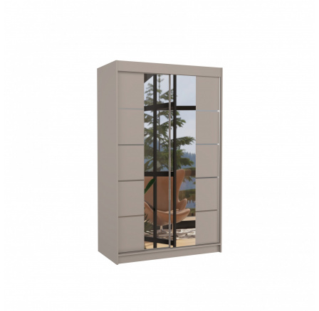 Šatní skříň s posuvnými dveřmi a zrcadlem GENUA 120 Kašmír+Kašmír