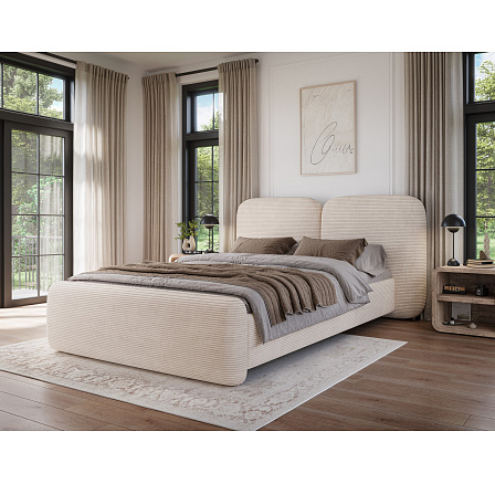 Bed Ollival 160x200 with metal frame and storage box, white velvet Jarell 18 140x200 1