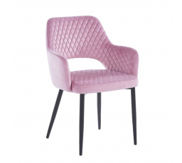 Sametová židle růžová - černý rám K3-FX B