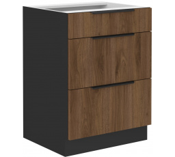 Dolní skřínka MONZA - 60 D 3S BB, Černá mat/Ořech