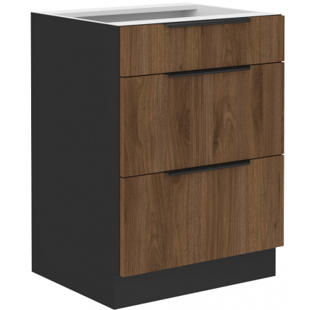 Dolní skřínka MONZA - 60 D 3S BB, Černá mat/Ořech Dolní skřínka MONZA - 60 D 3S BB, Černá mat/Ořech