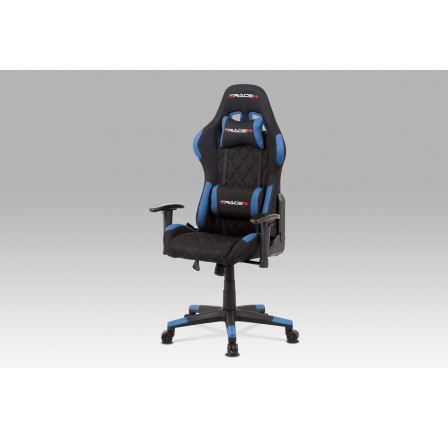 Kancelářská židle, modrá látka, houpací mech, kříž plast