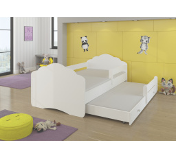 Dětská postel s přistýlkou, matracemi a zábranou CASIMO II, 160x80 cm, Bílá