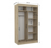 Posuvná skříň s lacobelem KAREN 120 Sonoma+White Lacobel