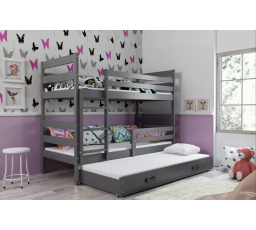 Dětská patrová postel ERYK 3 s přistýlkou 80x190 cm, bez matrací, Grafit/Grafit