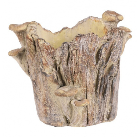 Obal betonový - pařez s houbami, vel. M, hnědý