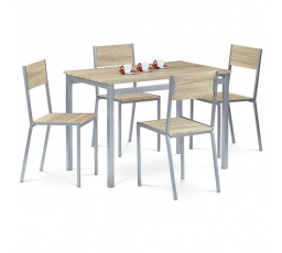 Jídelní set s 4 židlemi, 110x70x77cm, mdf, dub sonoma, HARVEY SON