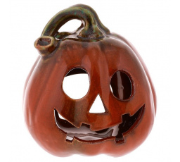 Dýně keramická - svícen, barva tmavě oranžová.