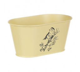 Truhlík kovový - motiv ptáčka, barva žlutá
