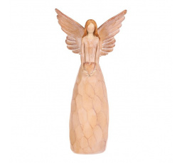 Anděl se srdcem - polyresin, imitace dřeva, sv. hnědý