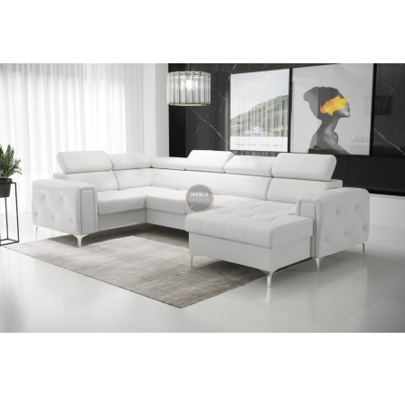 Rohová sedací souprava ORION MAX III s funkcí spaní 165x320x185 cm - bílá eko kůže, levá Rohová sedací souprava ORION MAX III s funkcí spaní 165x320x185 cm - bílá eko kůže, levá