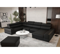 Rohová sedací souprava ROYAL MAX II průměr 30x375x185 - černá eko kůže , levá
