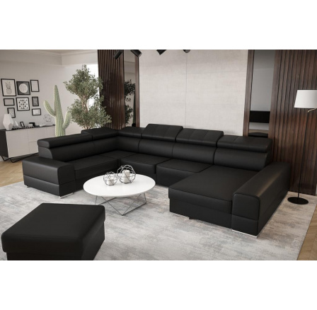 Rohová sedací souprava ROYAL MAX II průměr 30x375x185 - černá eko kůže , levá Rohová sedací souprava ROYAL MAX II průměr 30x375x185 - černá eko kůže , levá