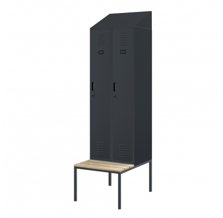 Šatní skříňka s lavičkou a stříškou KACPER II PRO, 600 x 2295 x 850 mm, antracitová Šatní skříňka s lavičkou a stříškou KACPER II PRO, 600 x 2295 x 850 mm, antracitová