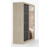 Šatní skříň MULTI 31 - 203 cm, Dub Sonoma/Černý Lesk