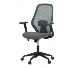 Židle kancelářská, látka zelená, houpací mechanismus, kolečka pro tvrdé povrchy