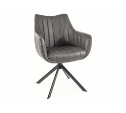 Jídelní otočná židle AZALIA, šedá ekokůže/černý mat