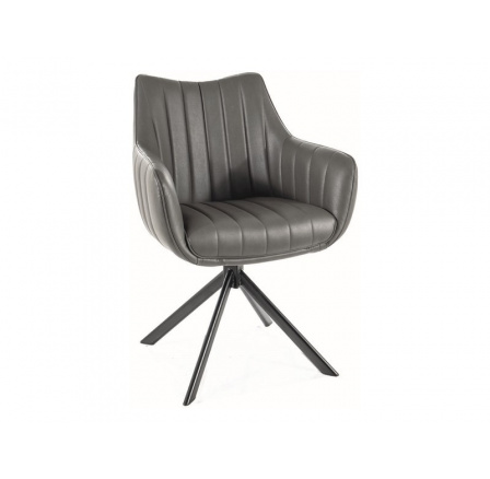 Jídelní otočná židle AZALIA, šedá ekokůže/černý mat