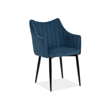 Jídelní židle MONTE manšestr, Modrý Fjord 86/černý mat