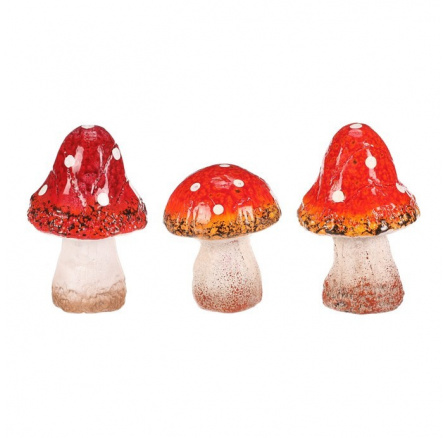 Houba keramická - muchomůrka, mix 3 druhů, cena za balení (3 ks)