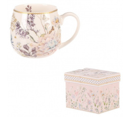 Hrneček v dárkové krabičce - porcelán, květinový motiv