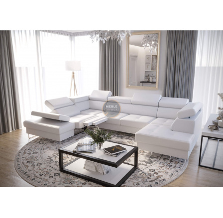 Rohová sedací souprava GALAXY MAX II , relax s funkcí spaní 215x350x170 - Eko kůže bílá, levá Rohová sedací souprava GALAXY MAX II , relax s funkcí spaní 215x350x170 - Eko kůže bílá, levá