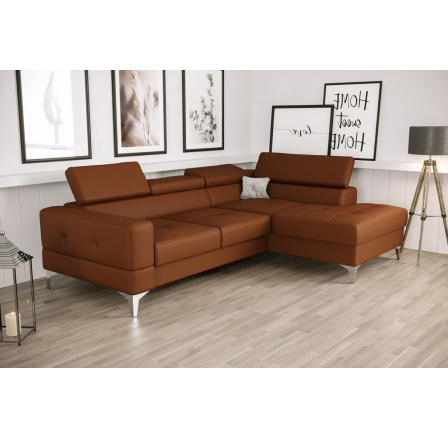 Rohová sedací souprava TOSCANIA MINI přírodní kůže 170x250 cm - hnědá , pravá