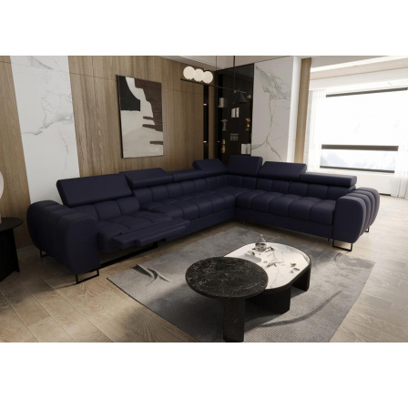Rohová sedací souprava ASPEN MAX , relax přírodní kůže průměr 30x260 cm - Modrá kůže, pravá Rohová sedací souprava ASPEN MAX , relax přírodní kůže průměr 30x260 cm - Modrá kůže, pravá