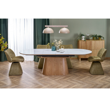 SIRIUS rozkládací stůl, bílý mramor / přírodní (2p=1ks)