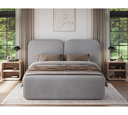Bed Ollival 160x200 with metal frame and storage box, beige bouclé Royal 04 180x200 1