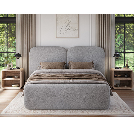 Bed Ollival 160x200 with metal frame and storage box, beige bouclé Royal 04 180x200 1