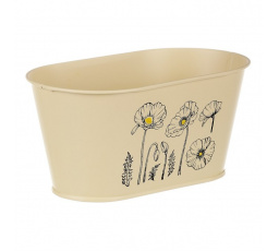 Truhlík kovový - motiv kvetoucího máku, žlutý