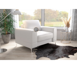 Křeslo v kůži ARIA 112 cm přírodní kůže - bílá kůže