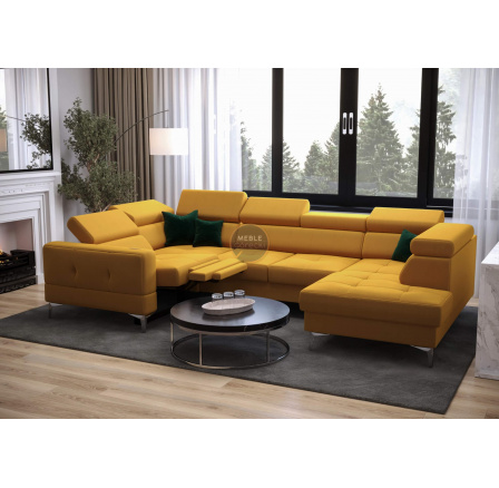 Rohová sedací souprava TOSCANIA MAX I , relax s funkcí spaní 170x350x185 cm - žlutá , levá