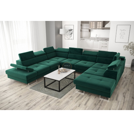 Rohová sedací souprava GALAXY MAX I s funkcí spaní 280x350x225 - zelená , levá