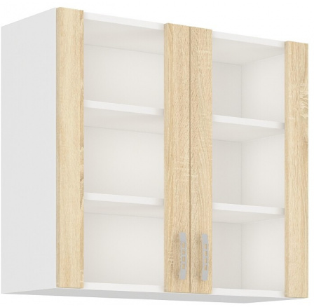 Horní skřínka SARA - 80 GS-72 2F, Bílá / Dub Sonoma