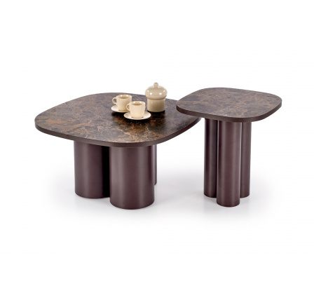 CORDINA S konferenční stolek, hnědý mramor / hnědý