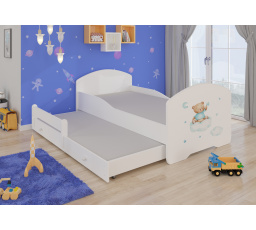 Dvojlůžko s matracemi PEPE II TEDDY BEAR AND CLOUD 160x80 Bílá