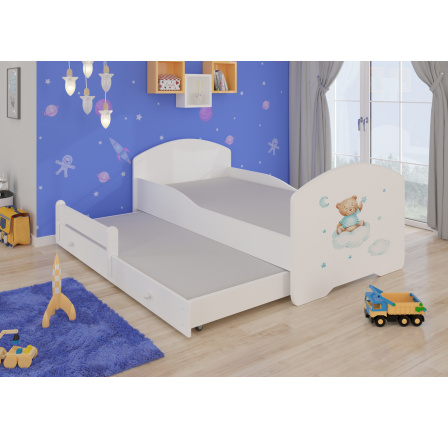 Dvojlůžko s matracemi PEPE II TEDDY BEAR AND CLOUD 160x80 Bílá