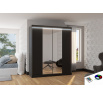 Posuvná skříň se zrcadlem a LED osvětlením BALANCE 180 Černá+Černá