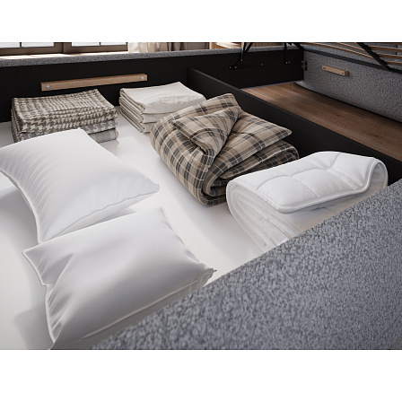 Bed Ollival 160x200 with metal frame and storage box, white velvet Royal 04 1 Bed Ollival 160x200 with metal frame and storage box, white velvet Royal 04 1